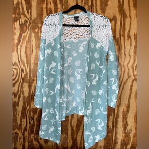 Disney Little Mermaid Sweater Cardigan Ariel Medium Hot Topic with Lace Accents